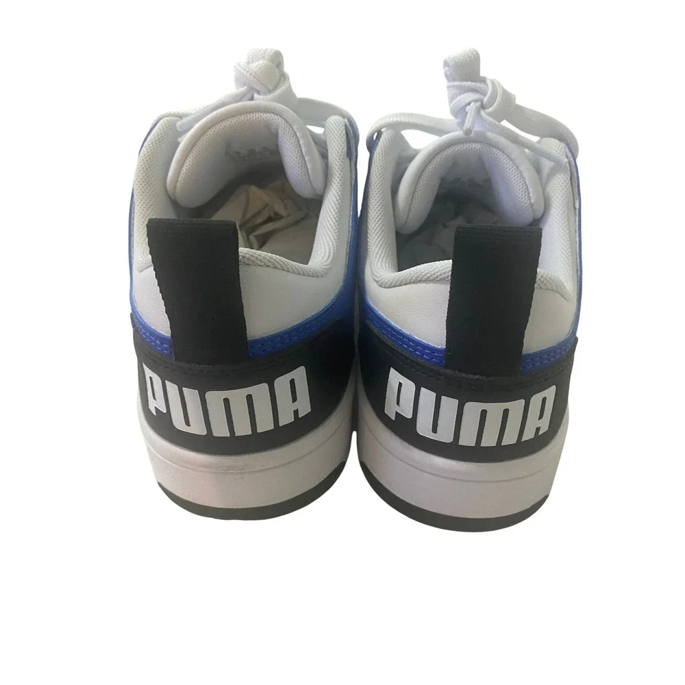 Puma Rebound Layup Lo SL Jr White Black Sapphire Blue Sneakers 370490 19 Size 7Y